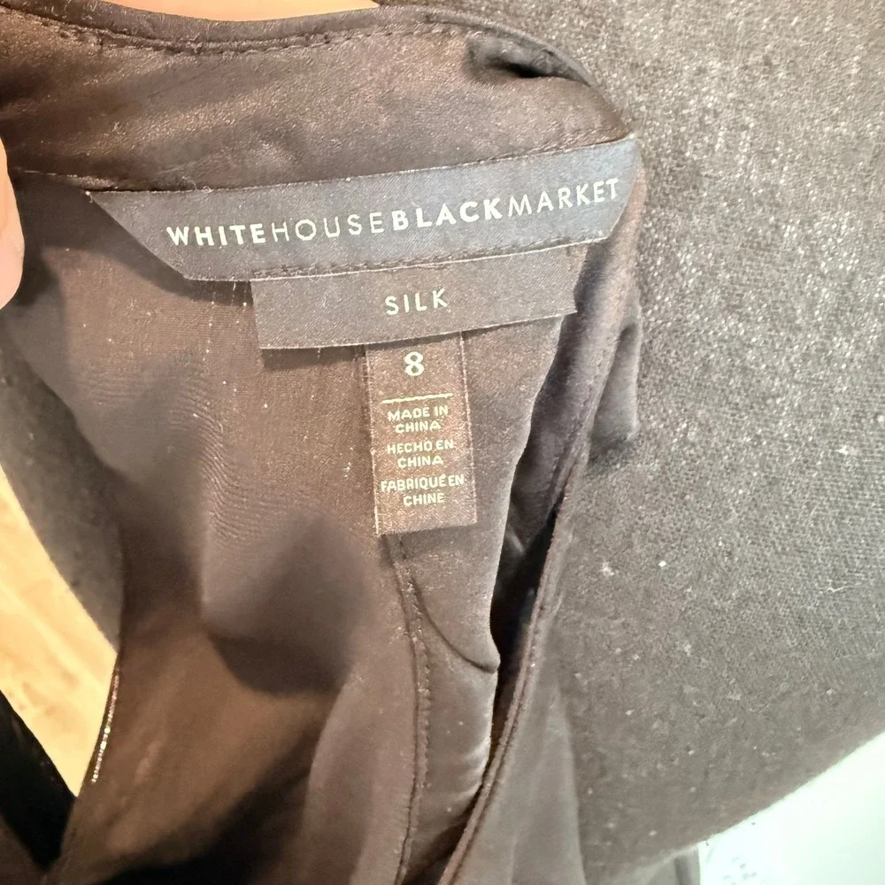 White House Black Market Silk Metallic Sleeveless Top Black Gold Size 8